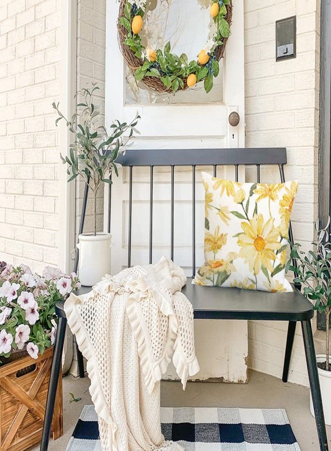 DFXSZ Summer Pillow Covers 18x18 Set of 4 Watercolor Daisy Throw Pillow Covers Hello Sunshine Summer Yellow Outdoor Décor Cushion Case Decoration for Home Couch Chair Sofa - Image 2