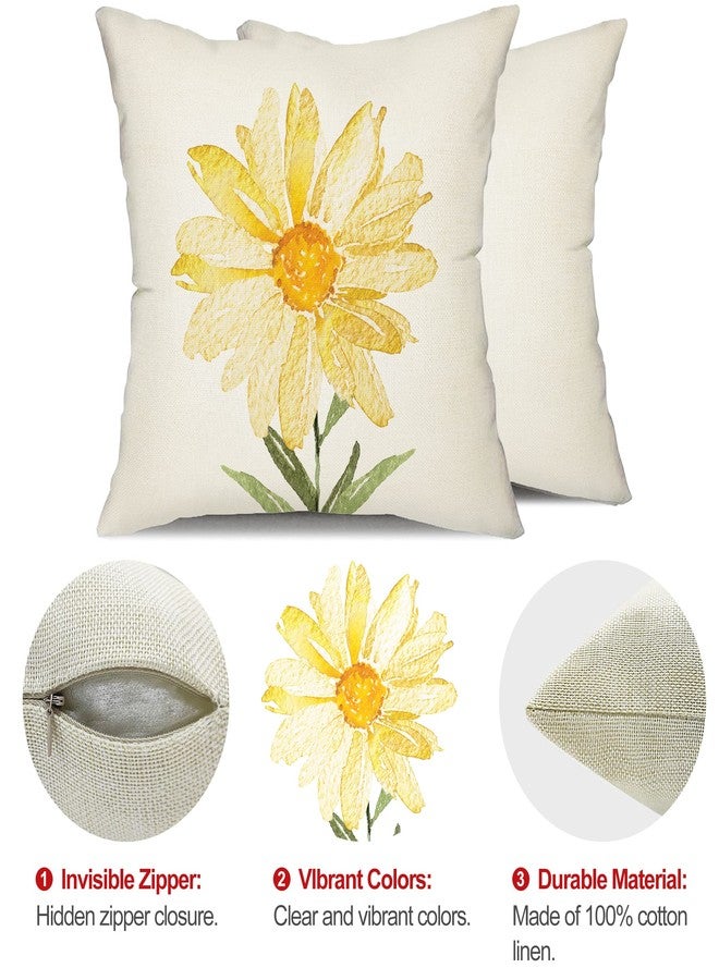 DFXSZ Summer Pillow Covers 18x18 Set of 4 Watercolor Daisy Throw Pillow Covers Hello Sunshine Summer Yellow Outdoor Décor Cushion Case Decoration for Home Couch Chair Sofa - Image 5