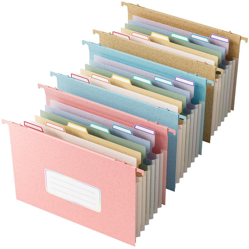 EcoStash Wheat Straw Expanding Hanging File Folders, 3 Color File Organizer, 1.2" Accordion Pockets, Large Capacity, Letter Size for Filing Cabinet, 100% BPA Free, Return to Nature, Healthy Living - Image 1