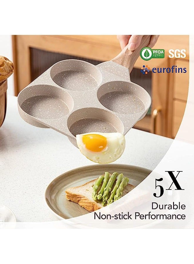 Arabest 4-Cup Egg Pan Omelette Pan Nonstick Egg Frying Pan Pancake Pan Healthy Granite Egg Cooker Pan Egg Skillet For Breakfast Suitable For Gas Stove & Induction Cookware - Image 2
