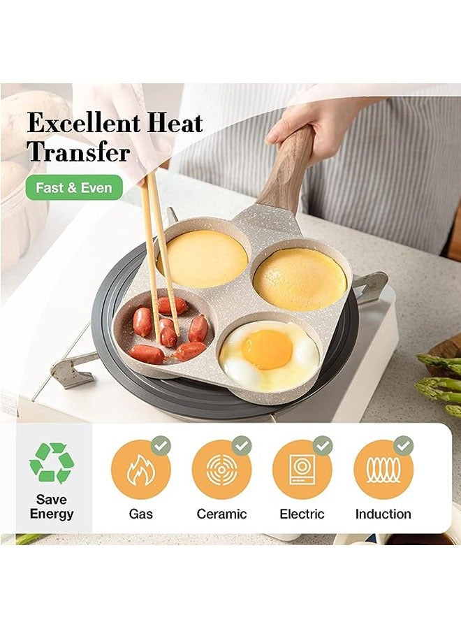 Arabest 4-Cup Egg Pan Omelette Pan Nonstick Egg Frying Pan Pancake Pan Healthy Granite Egg Cooker Pan Egg Skillet For Breakfast Suitable For Gas Stove & Induction Cookware - Image 3