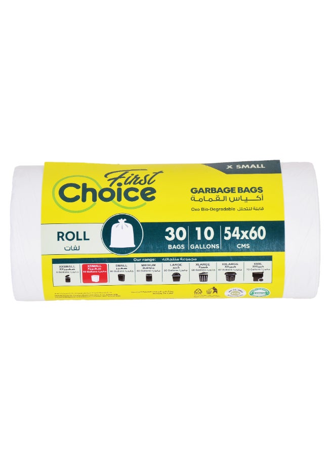 First Choice الخيار الأول، قابلة للتحلل، عبوة من 5، 10 جالون، 5x30 كيس قمامة، الحجم 54X60 سم، أكياس نفايات، بطانة سلة، أكياس نفايات للاستخدام الداخلي والخارجي، صغير جداً - Image 3