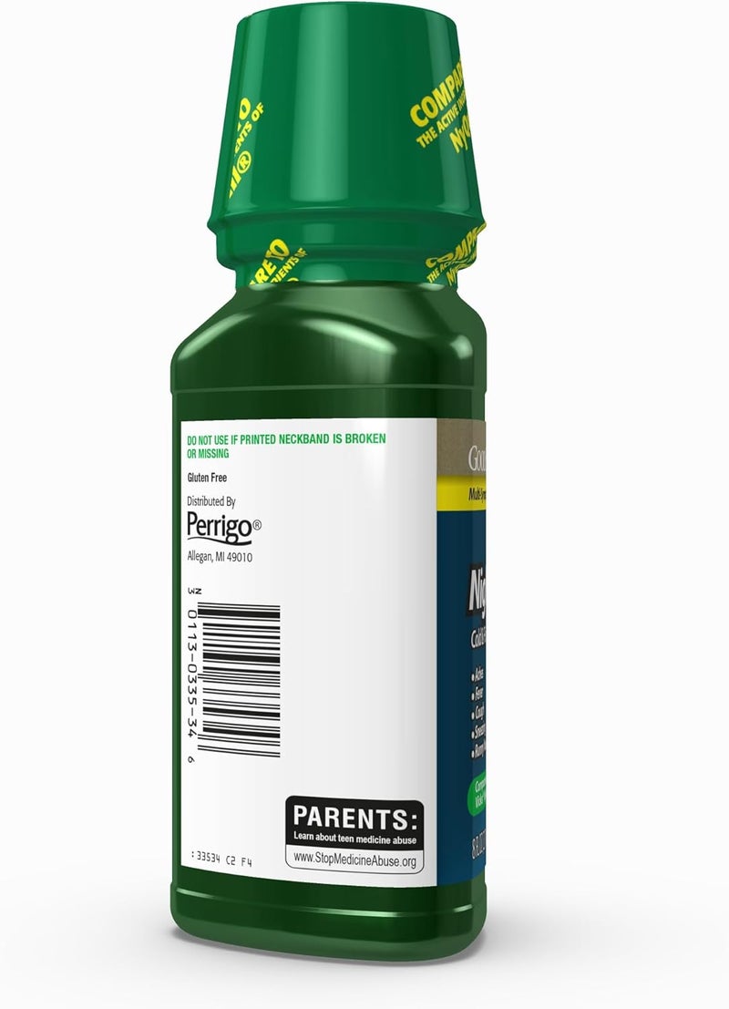 GoodSense Nighttime Cold  Flu Relief Pain Reliever Fever Reducer Cough Suppressant  Antihistamine Effective MultiSymptom Relief 8 Fl Oz Green - Image 3