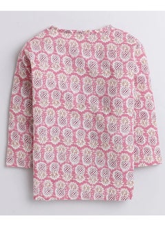 Polka Tots Polka Tots Full Sleeves Night Wear Pineapple Kurta Pyjama - Pink  - Image 3