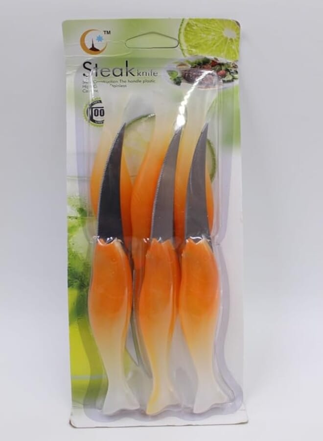 Spaceshoop Stainless Steel Knives with Plastic Handle - Multicolor, Set of 6