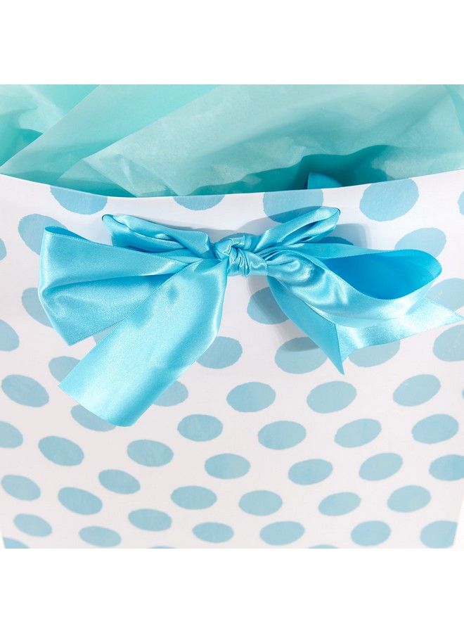 Hallmark 15" Extra Large Gift Bag With Tissue Paper Blue Polka Dots And Bow For Baby Showers Birthdays Bridal Showers And More - Image 5