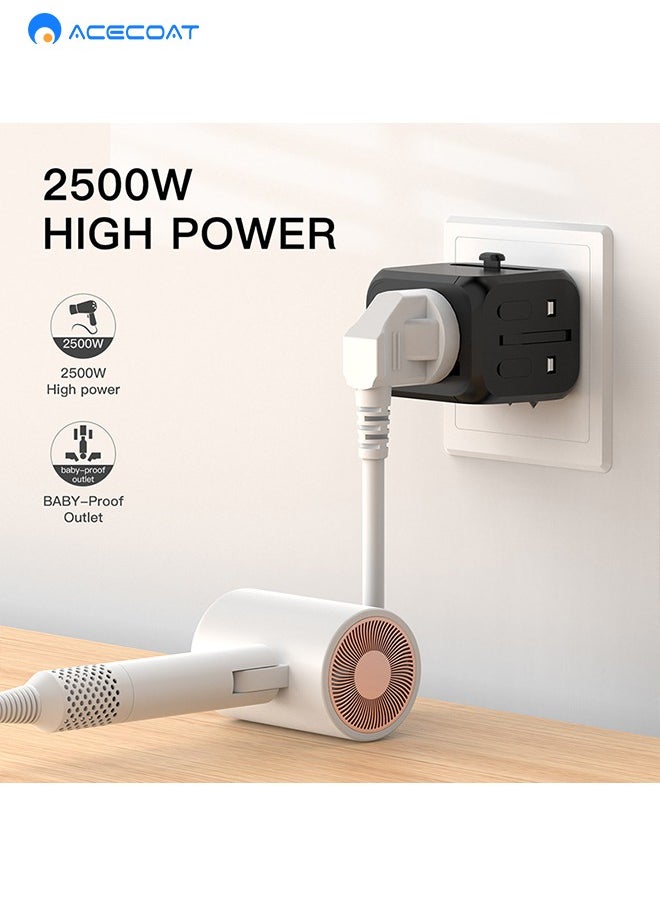 ايسكوت - محول سفر عالمي، محول قابس عالمي 2.4 امبير، 2 منافذ USB C و1 USB، محول طاقة للسفر في جميع أنحاء العالم، محول منفذ شاحن حائط الكل في واحد لأوروبا والمملكة المتحدة والاتحاد الأوروبي واستراليا - Image 1