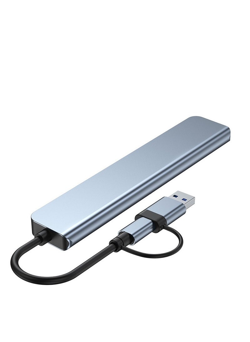 USB 3.0 & Type-C to 8-Port Hub – USB 3.0 x1 + USB 2.0 x3 + TF/SD Card Reader + Type-C Data + 3.5mm Audio Port – Multiport Adapter for Laptop, Phone, Tablet – Aluminum Shell, 135mm Cable – Boxed - Image 4