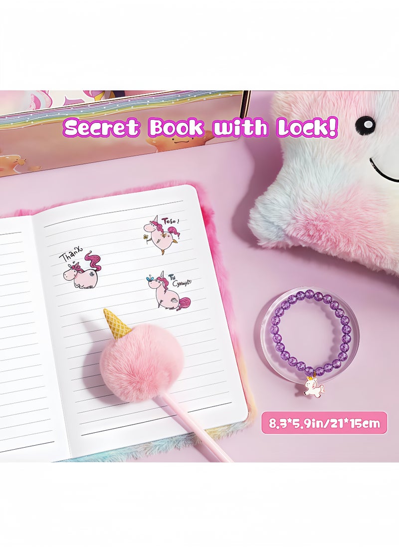 Peachjoy Unicorn Gift Set for Girls, Birthday Gifts, Back-to-school Gifts, Graduation Gifts, Unicorn Star Pillow, Unicorn Combination Lock Diary, Insulated Cup, Personalised Gifts  - Image 3