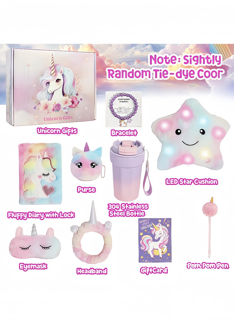Peachjoy Unicorn Gift Set for Girls, Birthday Gifts, Back-to-school Gifts, Graduation Gifts, Unicorn Star Pillow, Unicorn Combination Lock Diary, Insulated Cup, Personalised Gifts  - Image 2
