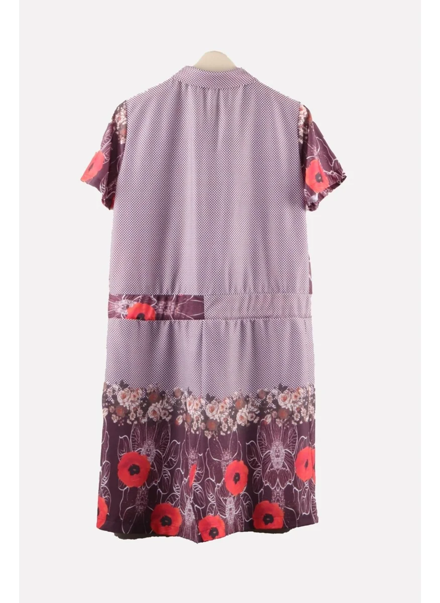 Alexandergardi Alexandergardı Patterned Shirt Collar Jumpsuit with Shorts (B19-1510)