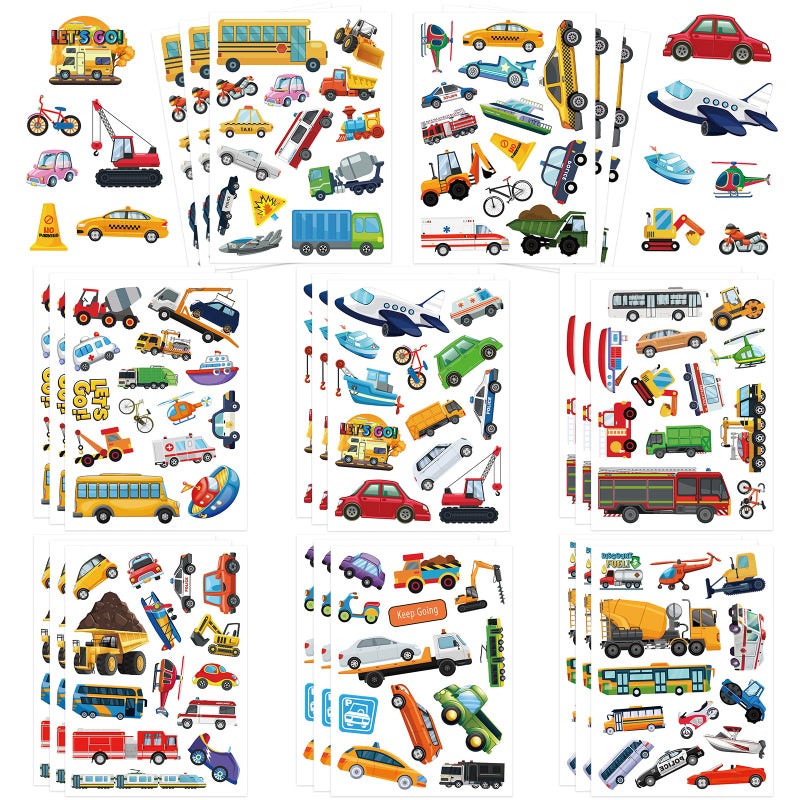 Chinyuti 312Pcs Transportation Stickers  Cute Truck Stickers Construction Sticker Self-Adhesive Transportation Vehicle Paper Decals For Teaching School Home Party Supplies - Image 1
