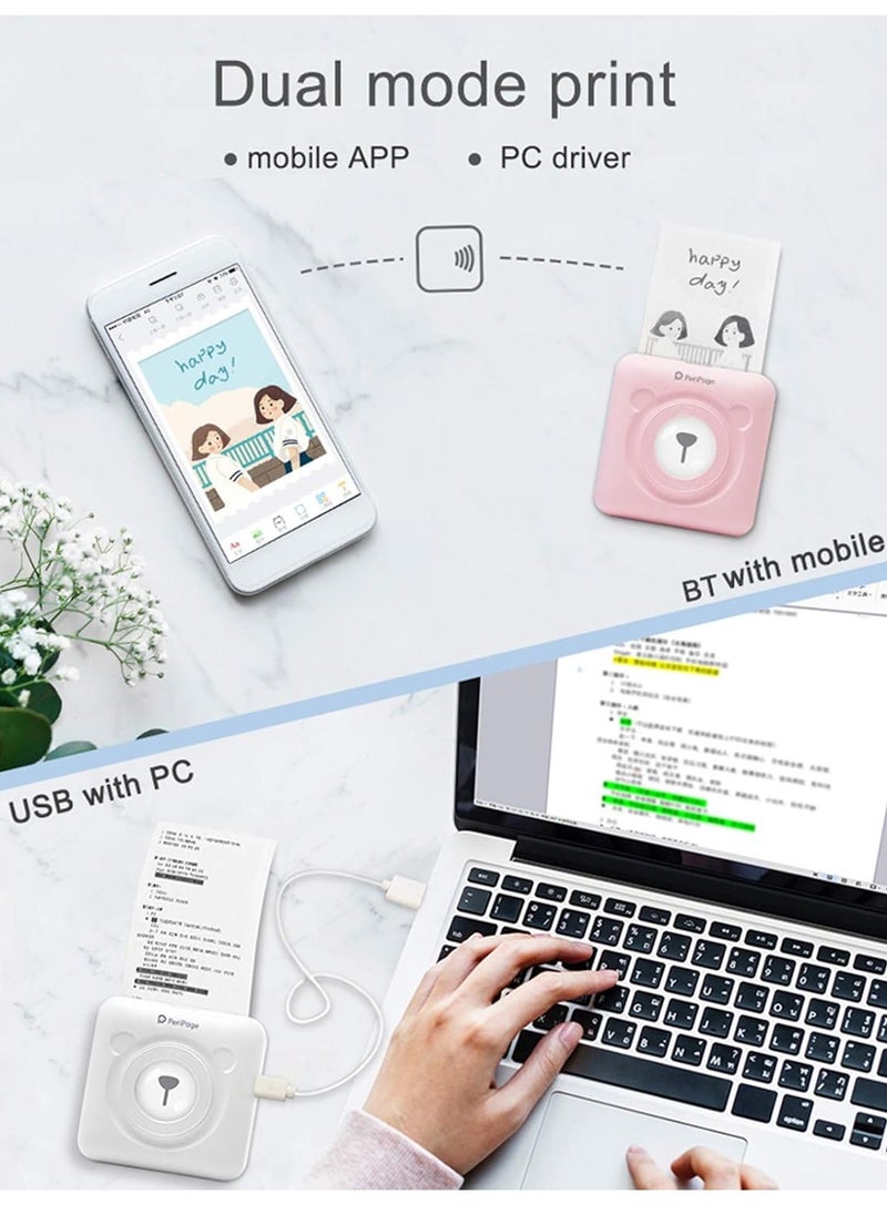 PeriPage PeriPage Mini Pocket Wireless BT Thermal Printer Picture Photo Label Memo Receipt Paper Printer with USB Cable Support for Android iOS Smartphone Windows  - Image 3