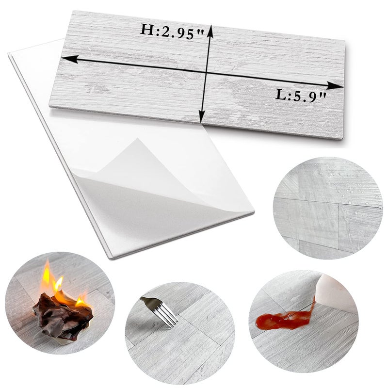 AULIGET 100 Piece Peel and Stick Backsplash PVC Tile, 3 Inch x 6 Inch White Birch Stick on Wall Tiles for Backsplash Kitchen, Bathroom, Laundry Room, Camper, Fireplace - Image 4