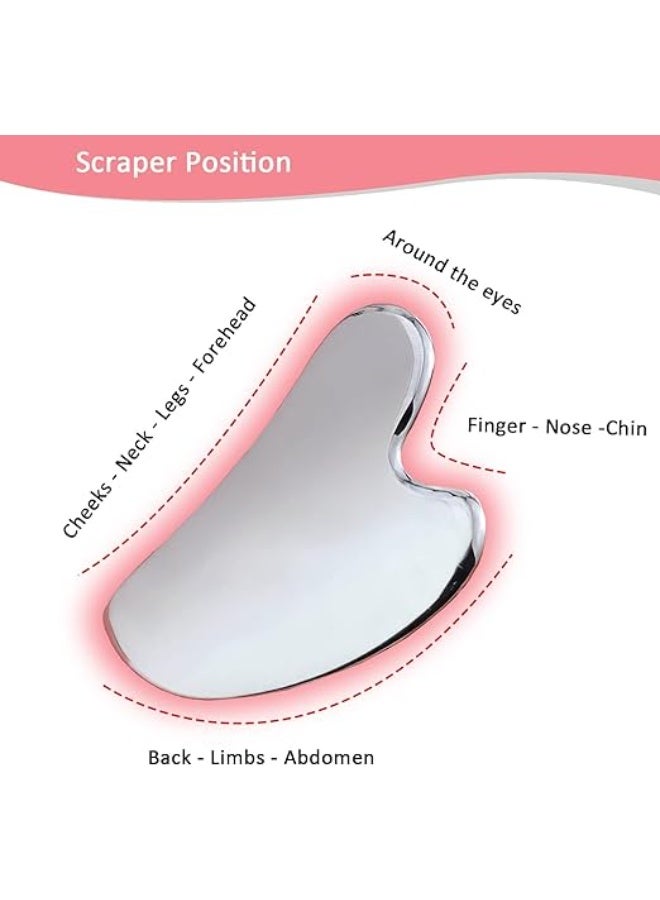 أدوات شد الوجه من الفولاذ المقاوم للصدأ، حجر غوا شا، أدوات شد الوجه من غوا شا - Image 1