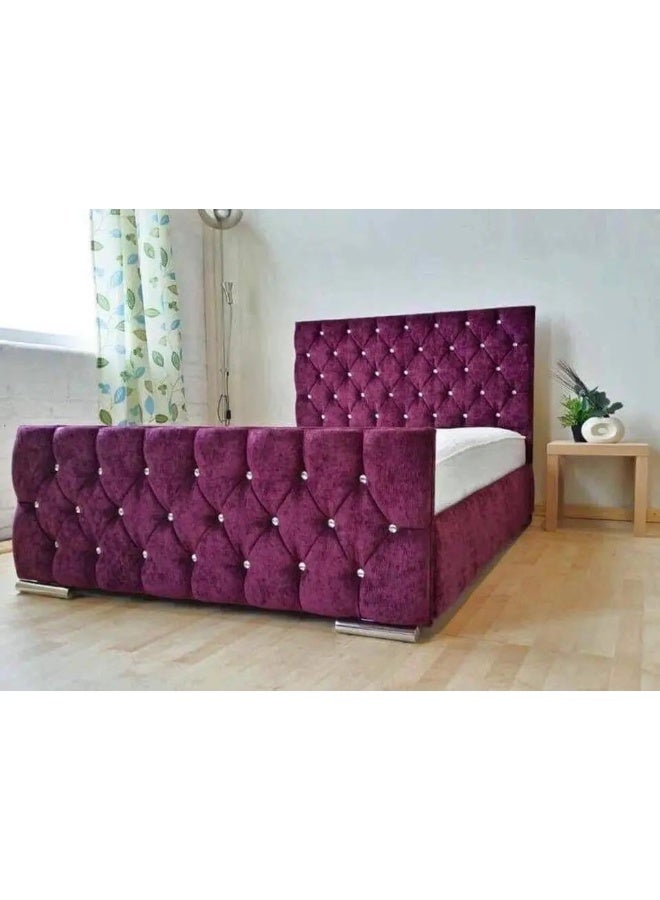 Havana Beds And Upholstery Monaco Crushed Velvet Luxury Handmade King Bed (Suitable Mattress Fit :180 Cm X 200 Cm)
