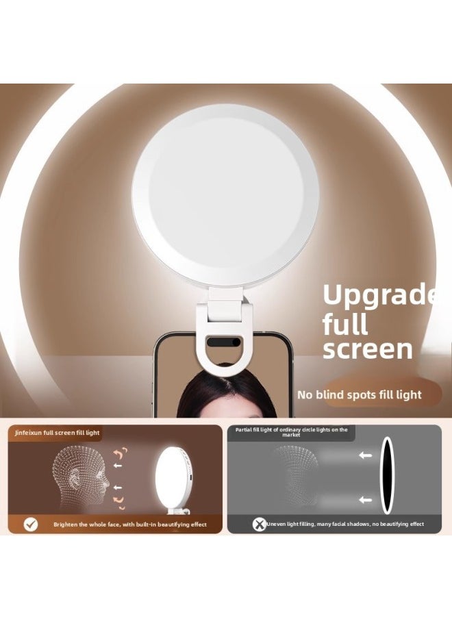 Generic - Portable Pocket Fill Light Adjustable Color Temperature Beauty Light Mobile Phone Live Ring Light Clip LED Charging-Light Source Color:Black [full Screen Soft Light] 720°Rotating Three-color Multi-level Soft Light - Image 1