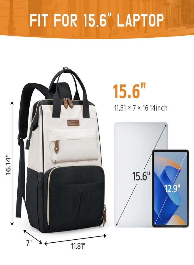 Maelstrom Laptop Backpack, Fits 15.6-17.3 Inch Travel Backpack for Women Men, Waterproof College School Computer Bag, Anti-theft Business Work Bag with Luggage Strap (Black-Beige, 21L) - Image 4
