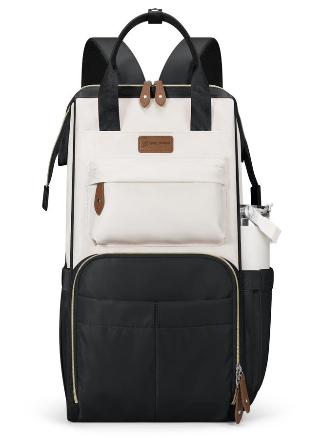 Maelstrom Laptop Backpack, Fits 15.6-17.3 Inch Travel Backpack for Women Men, Waterproof College School Computer Bag, Anti-theft Business Work Bag with Luggage Strap (Black-Beige, 21L) - Image 1
