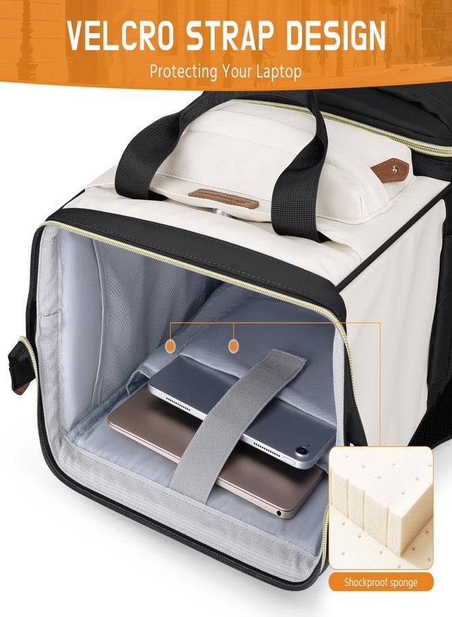 Maelstrom Laptop Backpack, Fits 15.6-17.3 Inch Travel Backpack for Women Men, Waterproof College School Computer Bag, Anti-theft Business Work Bag with Luggage Strap (Black-Beige, 21L) - Image 5
