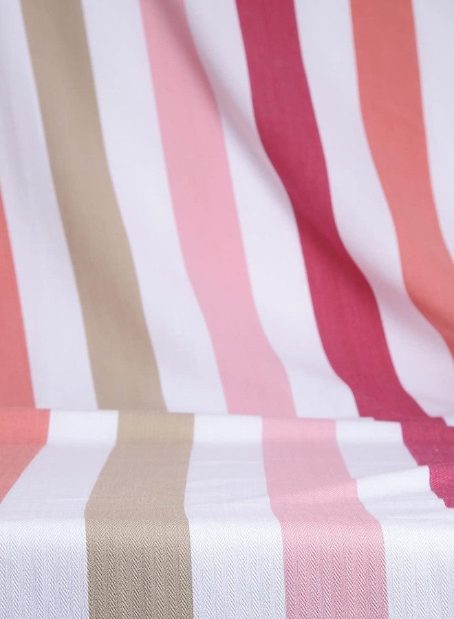 Swayam 100% Cotton Double Bedsheet with 2 Pillow Covers | 240 TC Soft Breathable Bed Sheet | Striped Printed | Size 90 x 108 inch | Comfortable & Durable for Bedroom - Peach - Image 5