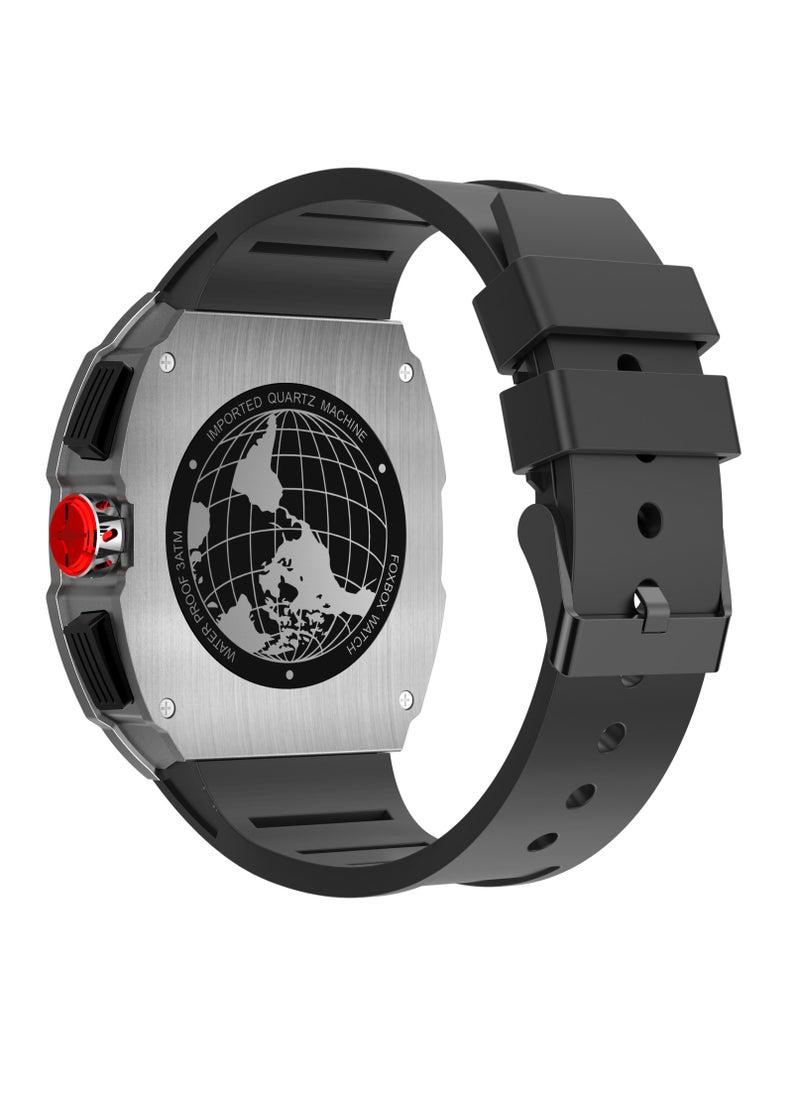 FOXBOX Men's Casual Luxury Waterproof Quartz Wrist Watch For Date Sport Business Watches Silicone Band with Rose Gold  - Image 3
