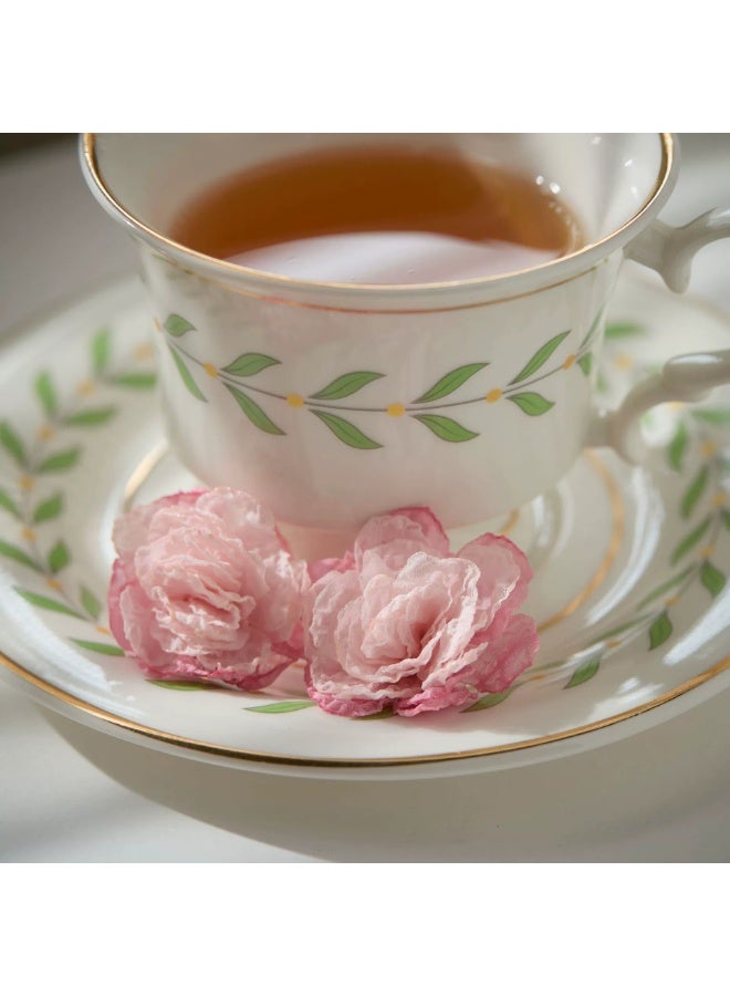 Goolsky أقراط زهور شيفون وردية / مشبك للنساء – مجوهرات أنيقة مستوحاة من الجنيات الربيعية، زهور شيفون ناعمة بتصميم بدون ثقب، هدايا للارتداء اليومي في حفلات الحدائق الربيعية للأذان غير المثقوبة - Image 4