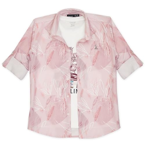 CAVIO Boys Pink Abstract Print Shirt with T-Shirt - Image 3