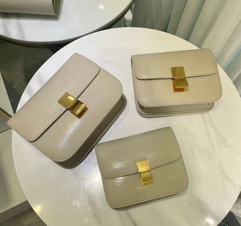 Genuine Leather Women'S Bag Lizard Pattern Tofu Bag Casual And Fashionable Crossbody Bag Solid Color Textured Shoulder Underarm Bag - Image 1