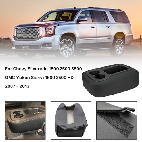 AOUTTUOA Armrest Console Jump Leather Seat Cover Compatible with Chevy Silverado GMC Yukon Sierra 2007 2008 2009 2010 2011 2012 2013 2014 (Leather Part Only) Leather Center Console Cover - Image 2