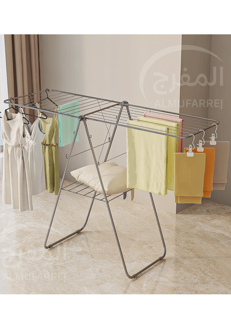 ALMUFARREJ - Galvanised Steel Laundry Rack Silver - Image 1