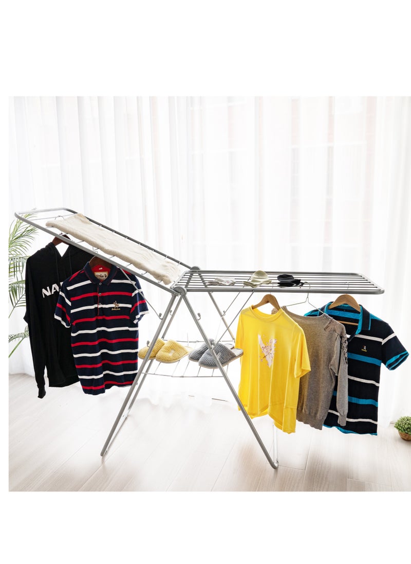 ALMUFARREJ - Galvanised Steel Laundry Rack Silver - Image 1