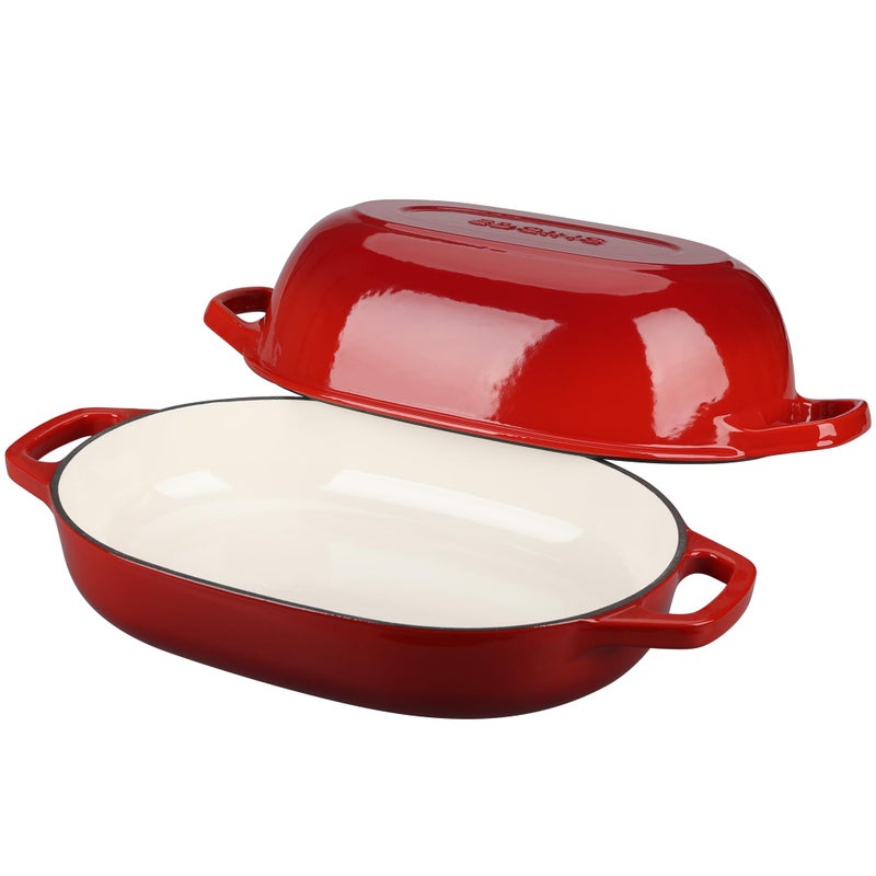 EDGING CASTING Enameled Cast Iron Oval Dutch Oven Pot with Lid, Dutch Oven for Sourdough Bread Baking, Oval Bread Pan, Bread Oven, Bread Dutch Oven, 7qt, Red - Image 4
