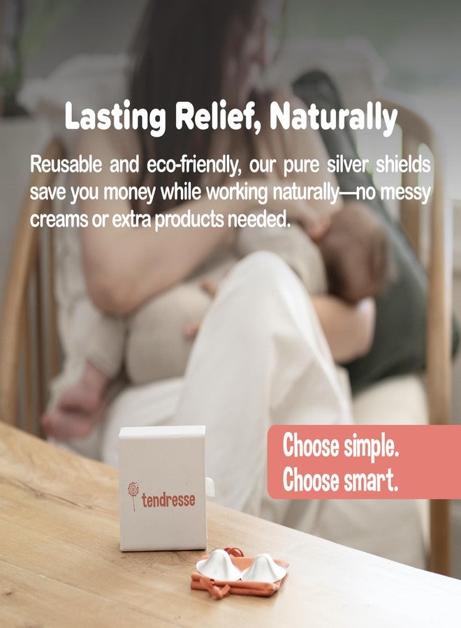 Tendresse - Pure Silver Nursing Cups for Breastfeeding Pain Relief Cracked Nipple Shields Reusable Invisible Under Clothing Made of Real 999 Silver with Elegant Storage Bag for Breastfeeding Mothers - Image 3
