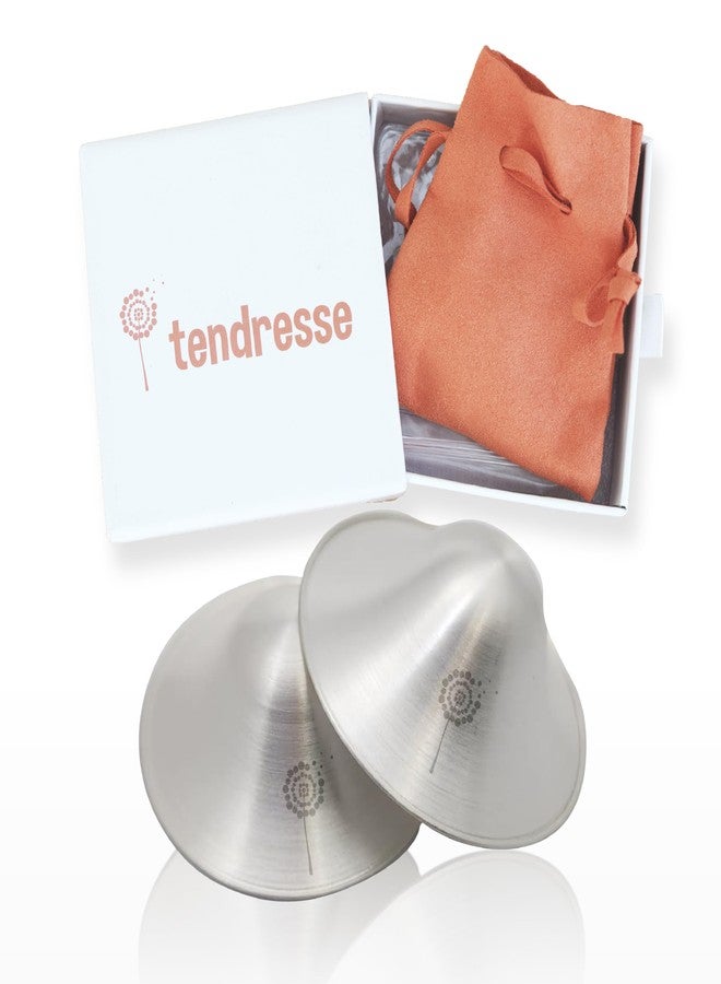 Tendresse - Pure Silver Nursing Cups for Breastfeeding Pain Relief Cracked Nipple Shields Reusable Invisible Under Clothing Made of Real 999 Silver with Elegant Storage Bag for Breastfeeding Mothers - Image 1