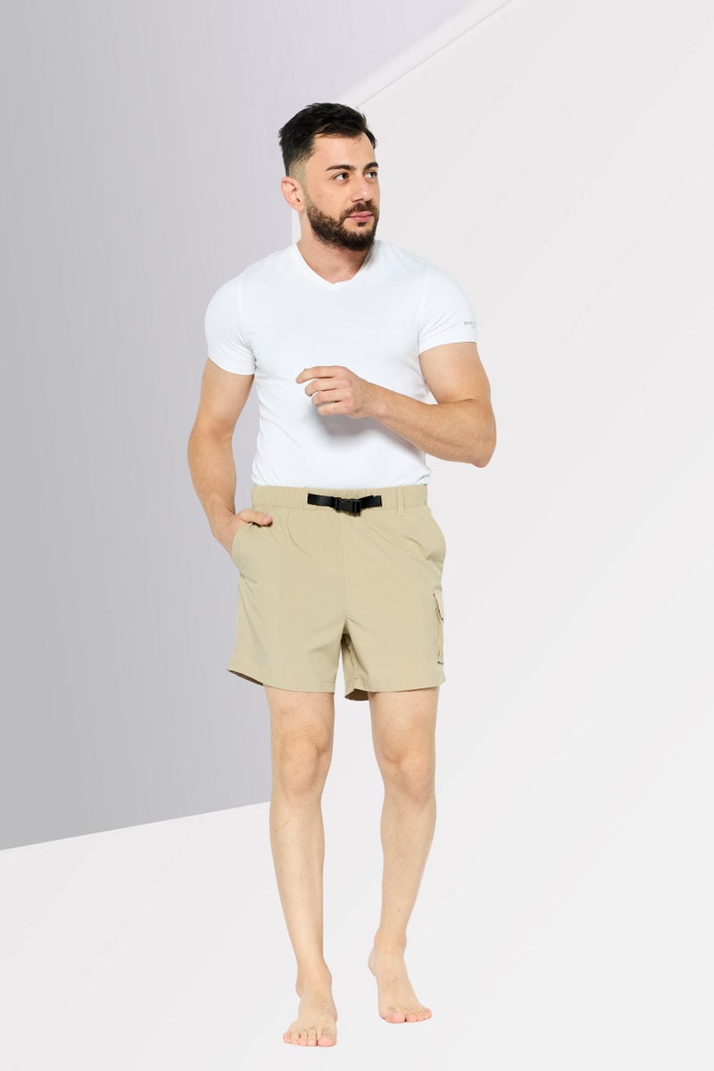 DKNY Men Brand Logo Board Short, Khaki  - Image 3