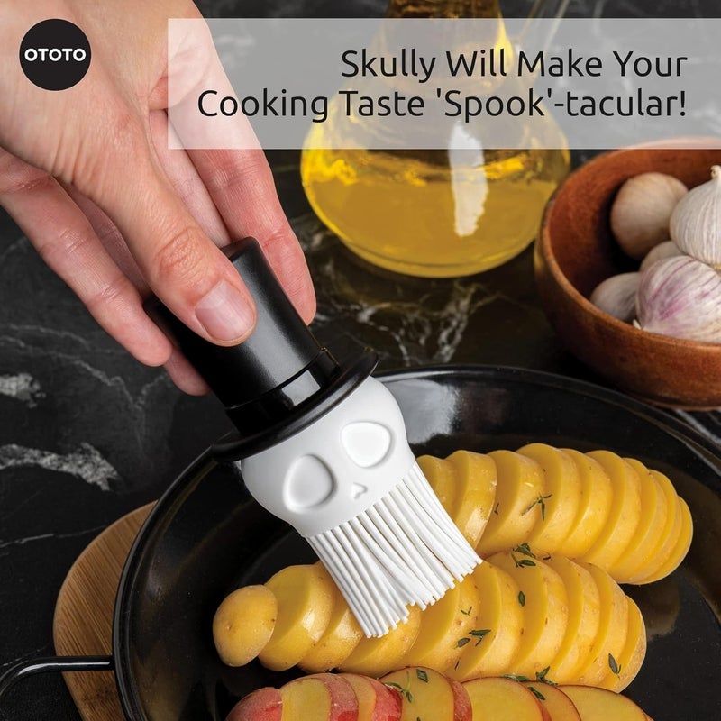 OTOTO Skully Basting Brush - Food Basting Brush for Cooking, Halloween Gifts, Gothic Kitchen Brush, Spooky Gifts, Skull Kitchen Accessories - Image 4