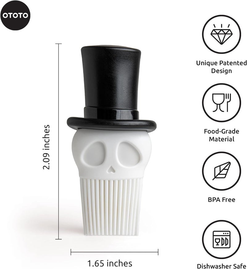 OTOTO Skully Basting Brush - Food Basting Brush for Cooking, Halloween Gifts, Gothic Kitchen Brush, Spooky Gifts, Skull Kitchen Accessories - Image 2