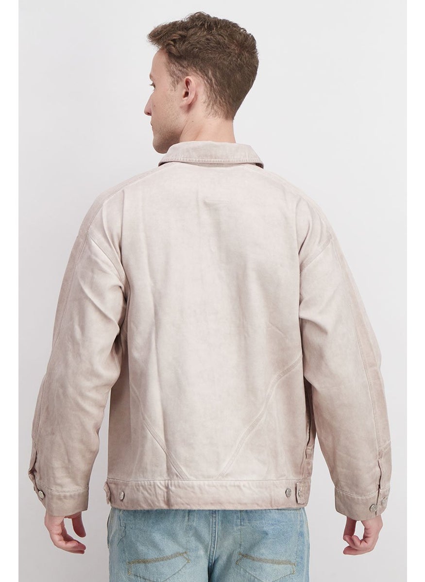 Adidas جاكيت جينز رجالي رياضي مناسب للموضة، أبيض قذر  - Image 4