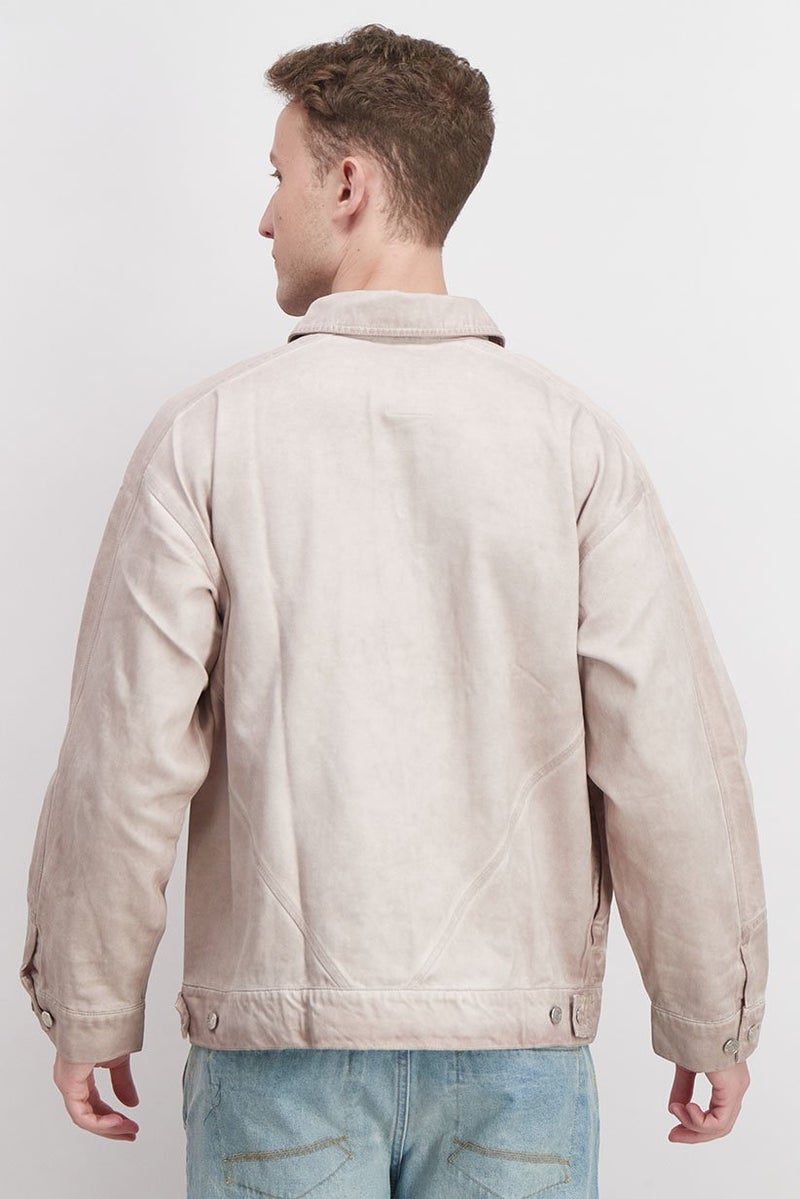 Adidas جاكيت جينز رجالي رياضي مناسب للموضة، أبيض قذر - Image 4