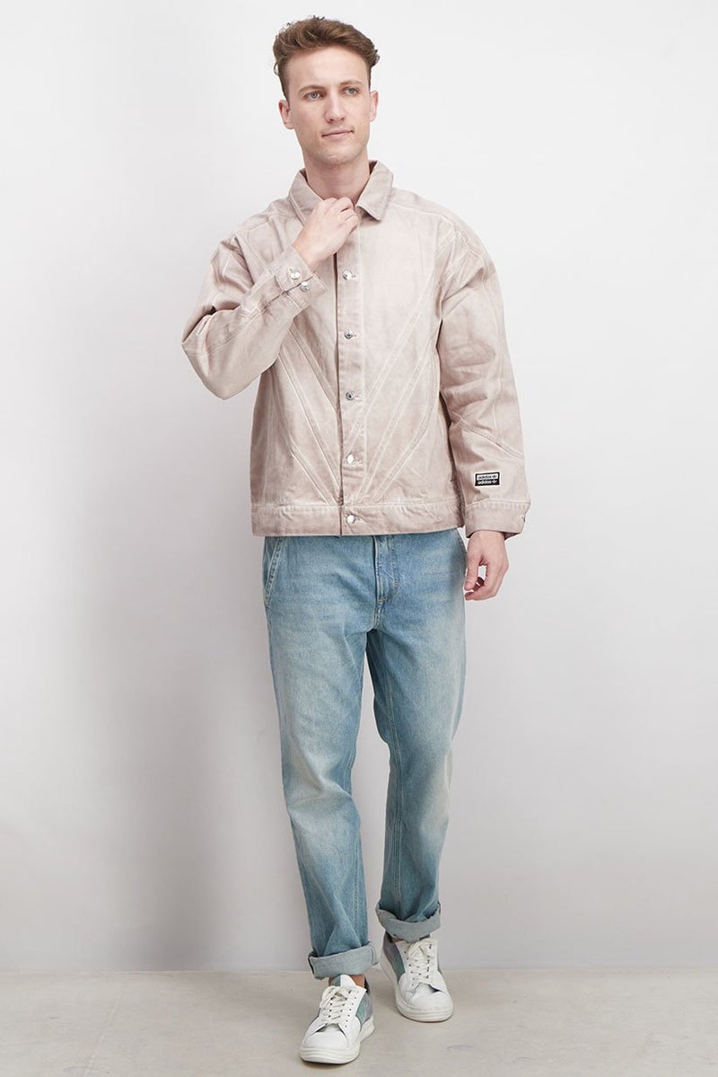 Adidas جاكيت جينز رجالي رياضي مناسب للموضة، أبيض قذر - Image 2