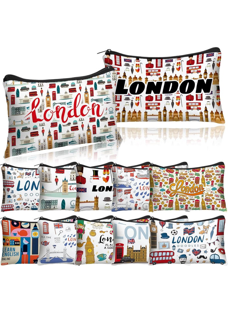 Reginary Reginary 12 Pack Cosmetic Bag Travel Souvenirs Gift Makeup Bag Lover Gifts Friendship Family Toiletry Storage for Women Vacation Traveller Trip(London) 