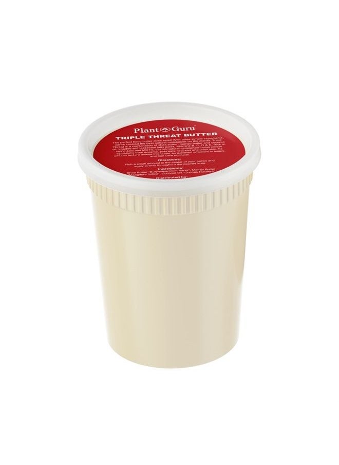 Plant Guru - Triple Threat Body Butter 30 oz. / 1.9 lbs. - Blend of Shea, Mango & Coconut Oil - 100% Pure Natural Raw Unrefined Moisturizer For Dry Skin, Face And Hair. Great For Lip Balm and Soap Making - Image 1