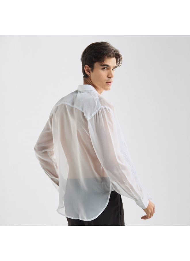 FAV - Regular Fit Embroidered Shirt with Collar and Long Sleeves - Image 1