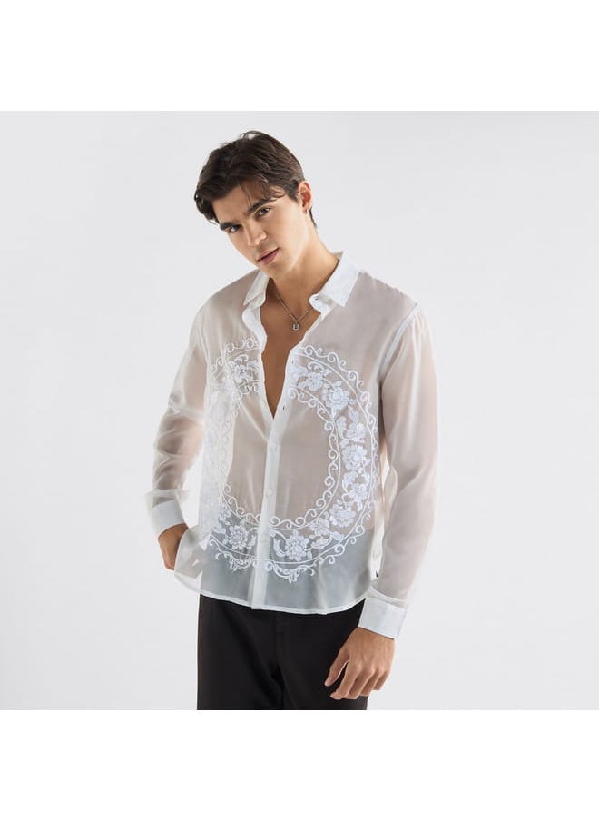 FAV - Regular Fit Embroidered Shirt with Collar and Long Sleeves - Image 1
