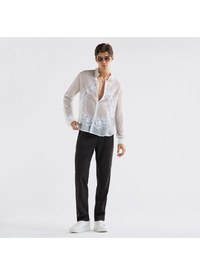 FAV - Regular Fit Embroidered Shirt with Collar and Long Sleeves - Image 1