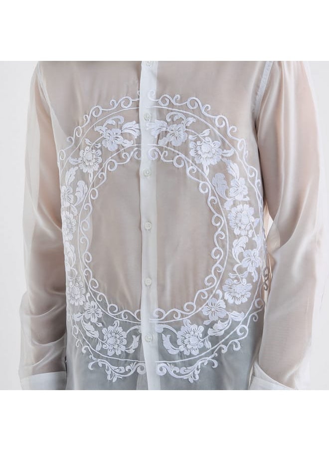 FAV - Regular Fit Embroidered Shirt with Collar and Long Sleeves - Image 1