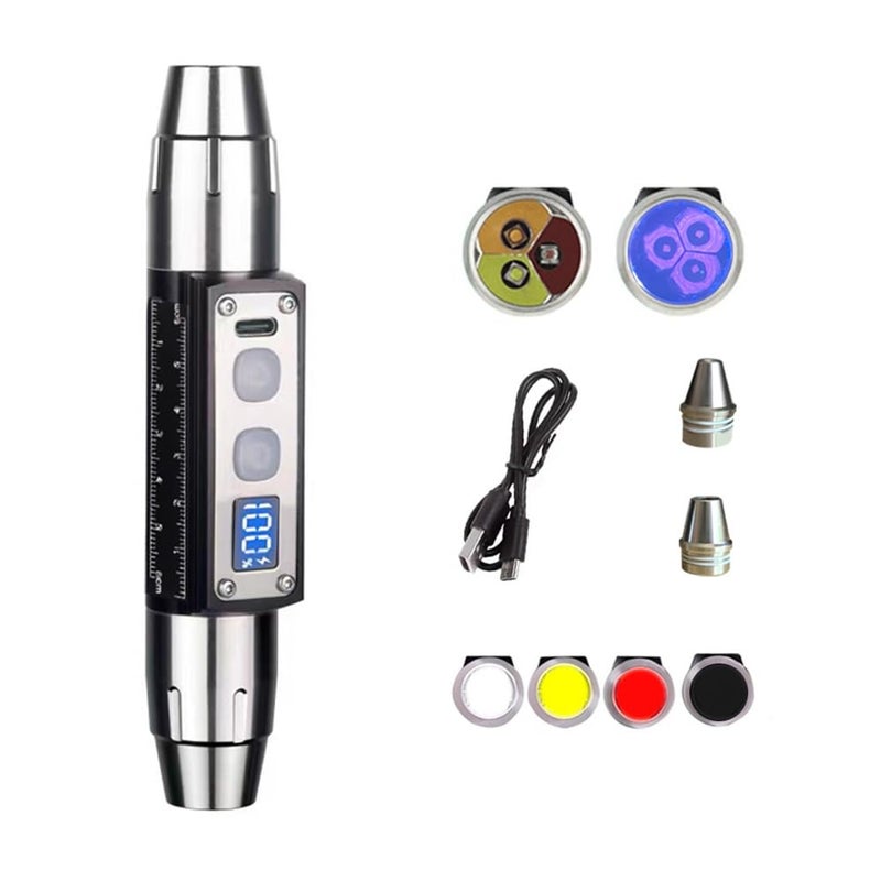 YZYOE Ultra Bright Jade Recognition Flashlight Outdoor Gemstone Mineral Detection Light with Charge Display Enhanced 365nm UV Black Mirror Black Light Pen White Lights Yellow Lights red lamp - Image 2
