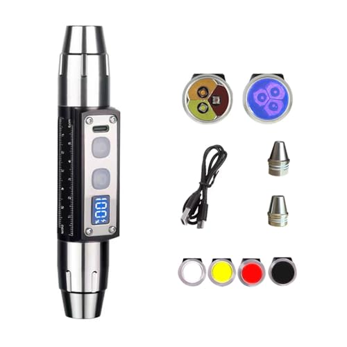 YZYOE Ultra Bright Jade Recognition Flashlight Outdoor Gemstone Mineral Detection Light with Charge Display Enhanced 365nm UV Black Mirror Black Light Pen White Lights Yellow Lights red lamp - Image 1