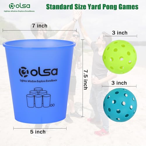 Olsa Giant Yard Pong Outdoor Games Classic Toss Games for Beach Camping Lawn Backyard Party Indoor Outdoor Game for Adults Blue Glow in Dark - Image 5